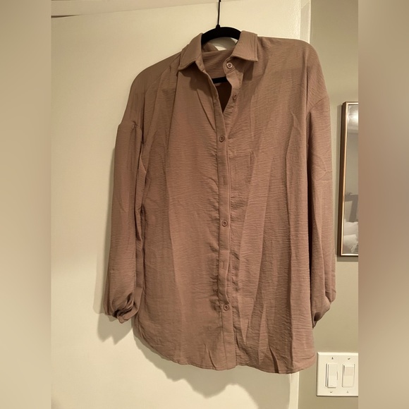 MAKEMECHIC women’s maternity shirt with optional belt - size: xs; color: mocha - Picture 2 of 3